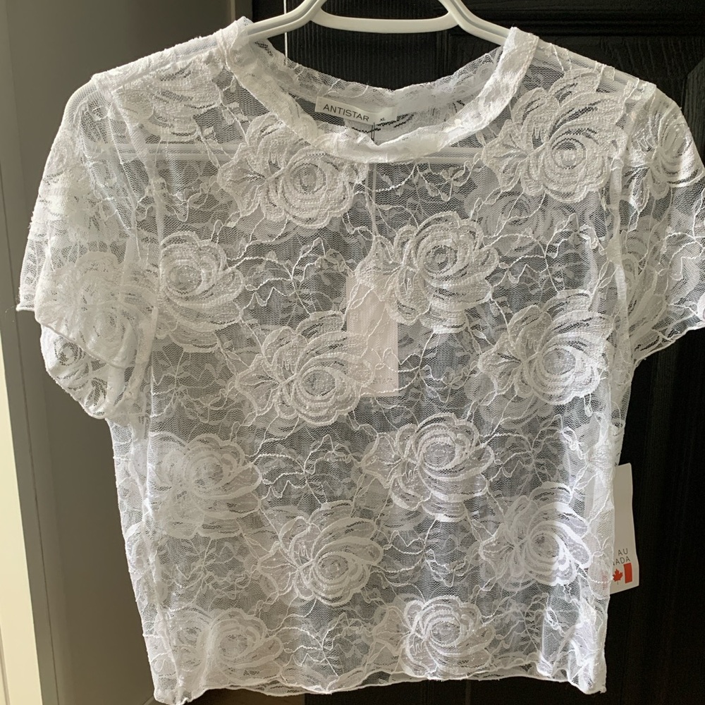 White Lace Floral Women Top - Picture 1 of 2